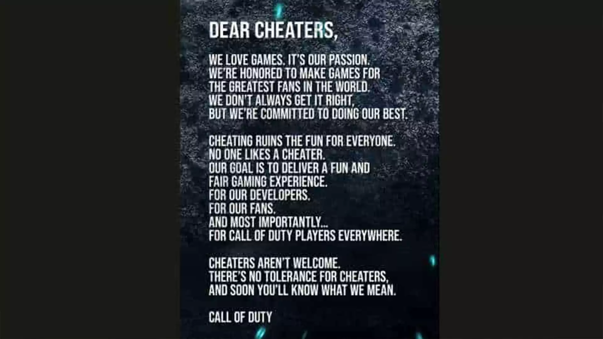 Call of Duty sends clear warning cheaters, watch out!