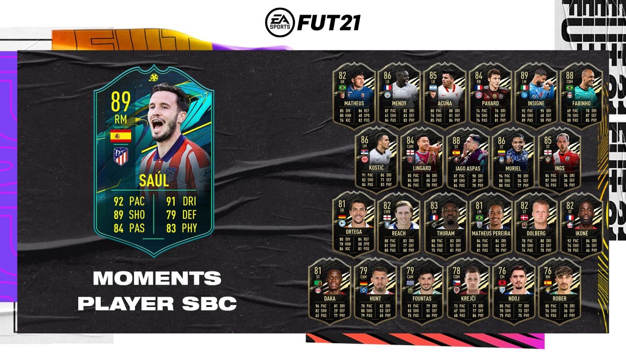 FIFA 21 Moments Player Saul SBC Solution