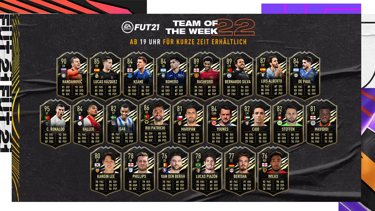 FIFA 21: TOTW 22 released - With Cristiano Ronaldo & Marcus Rashford