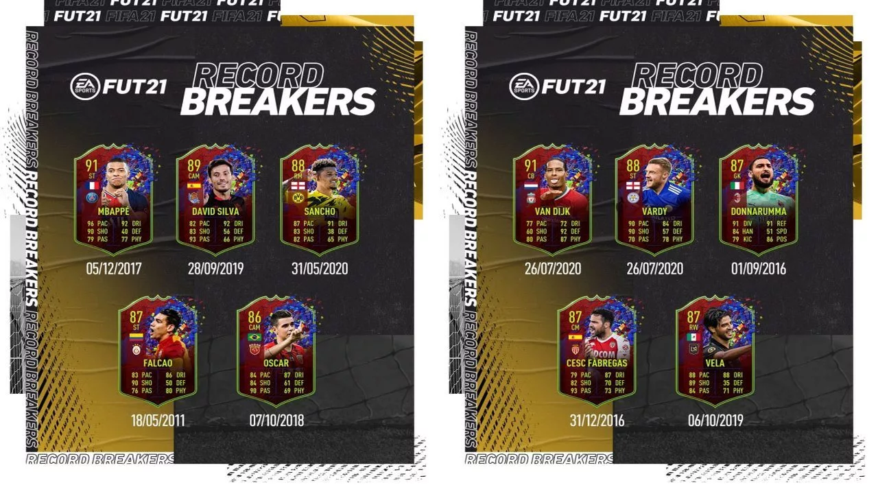 FIFA 21 Ultimate Team: Record Breaker cards at a glance