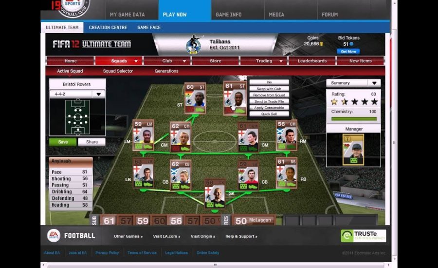 Bristol Rovers Ultimate Team (FIFA 12) -READ DESCRIPTION!