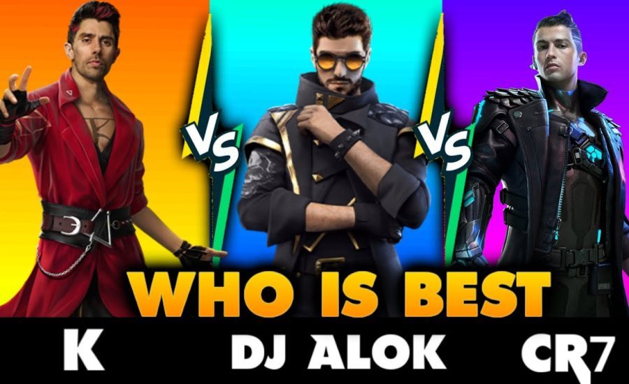 CR7 VS DJ ALOK VS K | BEST FREEFIRE CHARACTER | RONALDO VS DJ ALOK VS K | GARENA FREEFIRE