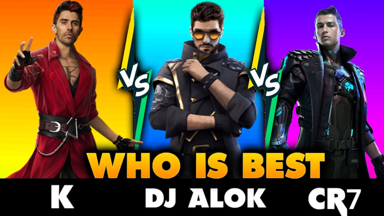 CR7 VS DJ ALOK VS K | BEST FREEFIRE CHARACTER | RONALDO VS DJ ALOK VS K | GARENA FREEFIRE