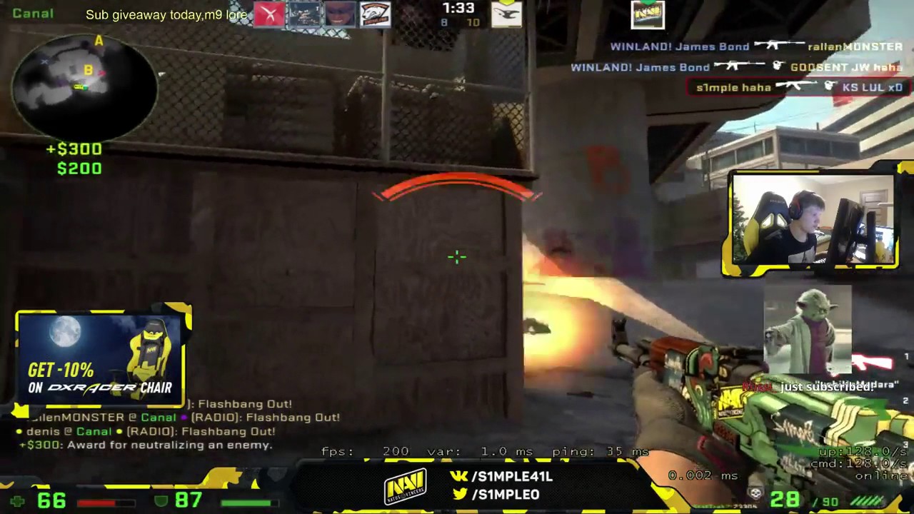 CSGO - S1MPLE INSANE 4K WITH 1 V 2