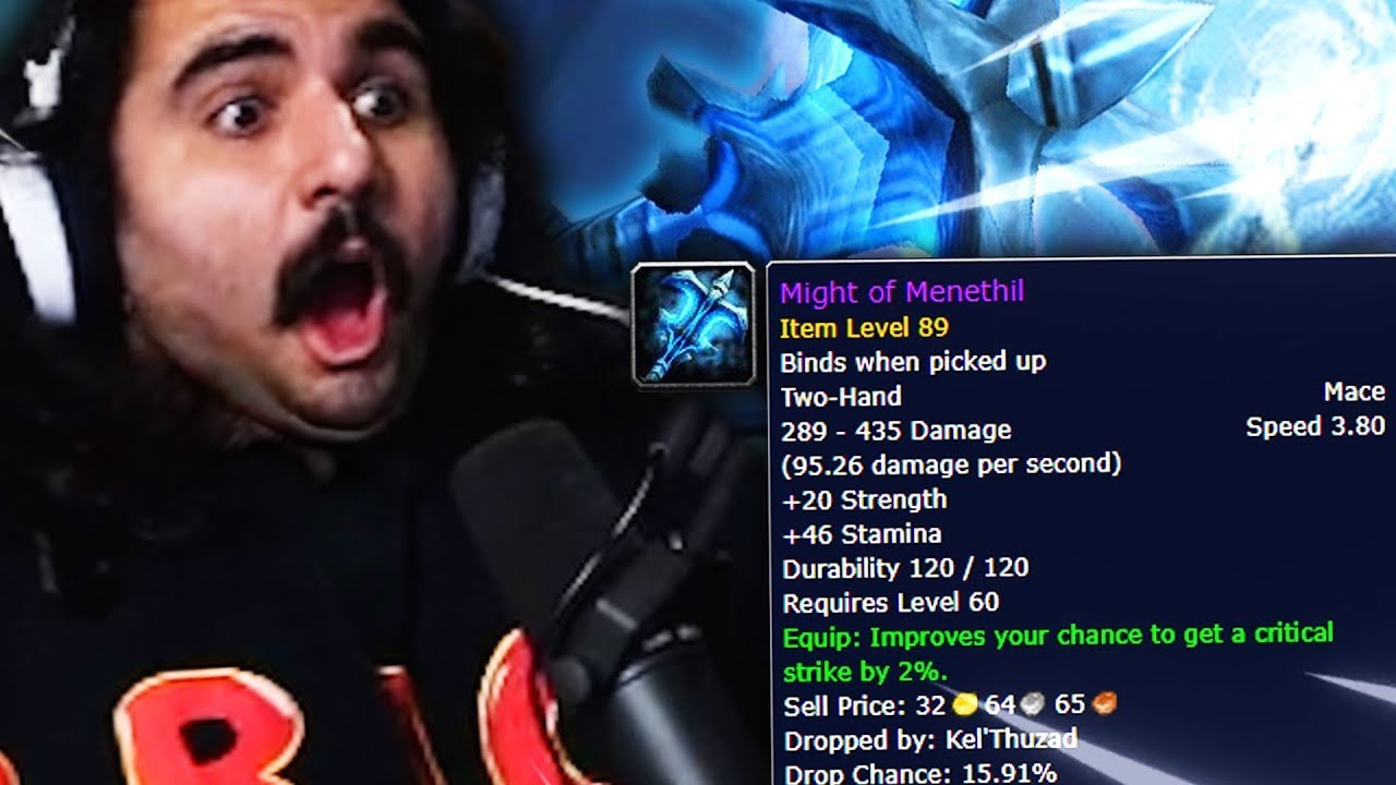 Esfand gets the BEST Weapon in Classic WoW... Might of Menethil