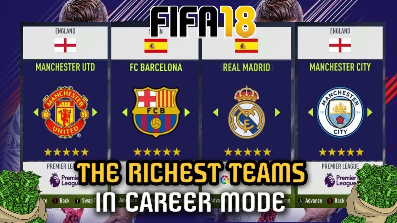 FIFA 18 - THE RICHEST TEAMS ON CAREER MODE!!! (Manchester United, City, PSG...)