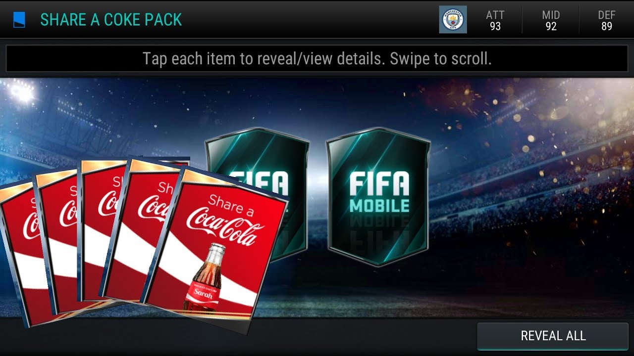 FIFA MOBILE Share A Coke Pack open