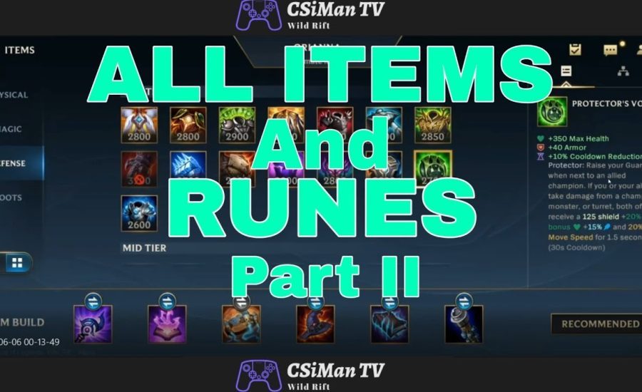 LEAGUE OF LEGENDS:Wild Rift ALL ITEMS,RUNES AND SETTINGS OVERVIEW | Pro tips Part 2, Game 2020