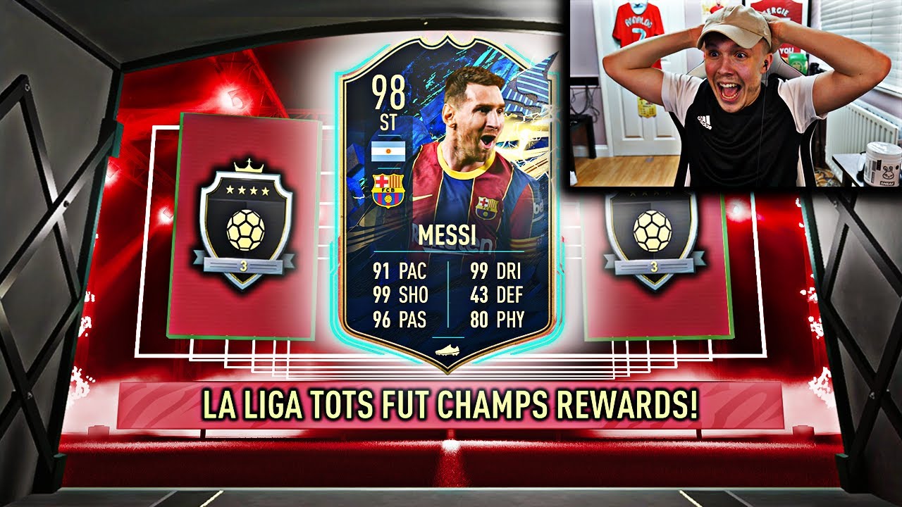 OMG I PACKED TOTS MESSI!!! ELITE 3 LA LIGA TOTS FUT CHAMPIONS REWARDS! #FIFA21