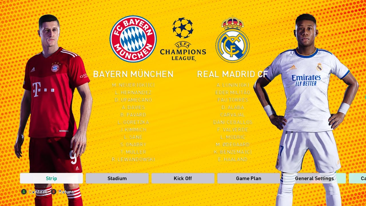 PES 2021 - Bayern Munich vs Real Madrid - New Kits & Possible Lineup 2021-22 | PES 2022 Mod