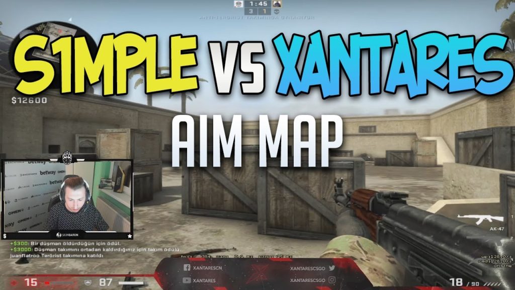 S1MPLE VS XANTARES 1v1 AIM MAP!