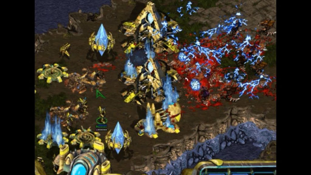 StarCraft BW Gameplay - Protoss vs 7 Zerg computers (Storm vs Hydras)