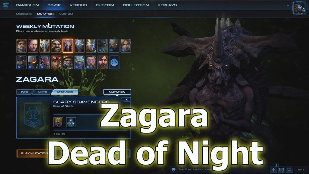 Starcraft 2 Mutation: Zerg Zagara em Dead of Night