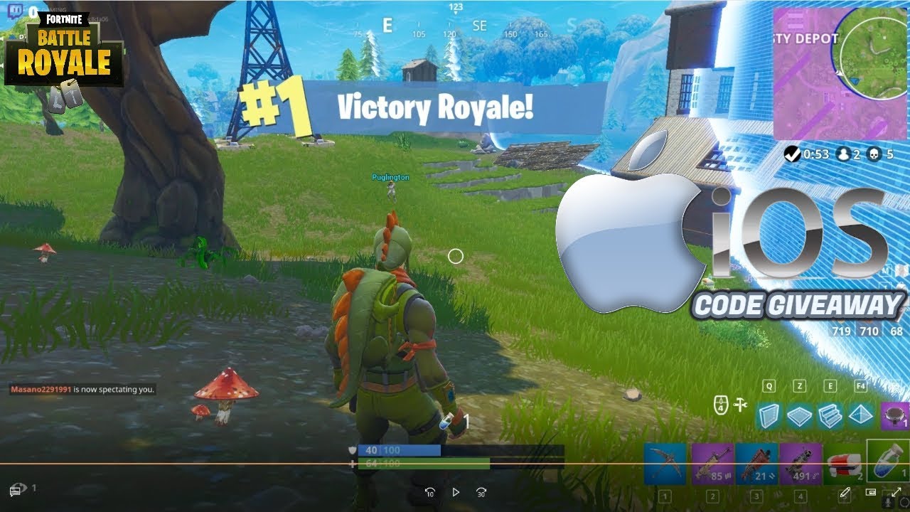 WINS ON WINS ON WINS / FORTNITE IOS CODE GIVEAWAY (FORTNITE BATTLE ROYAL)