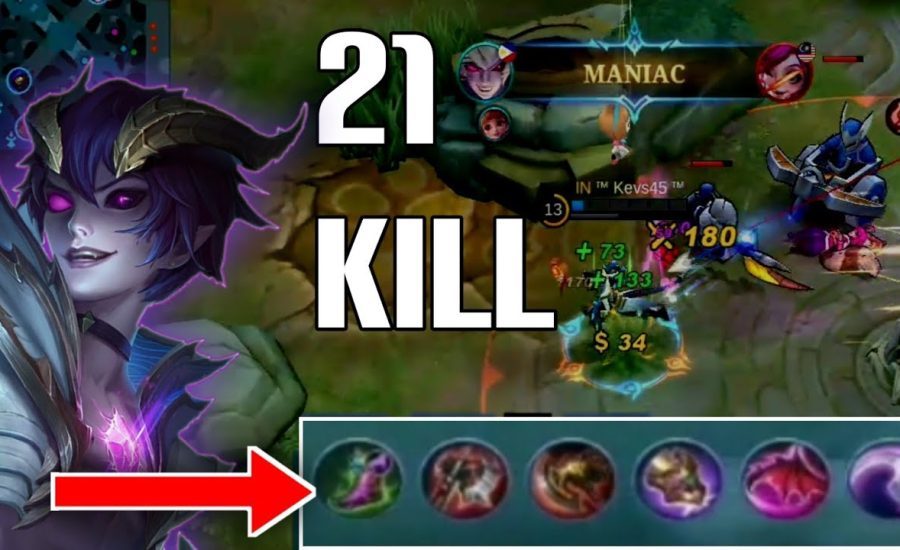 21 KILLS + MANIAC | DYRROTH OVER POWERED BUILD | BEST BUILD2022 | MLBB