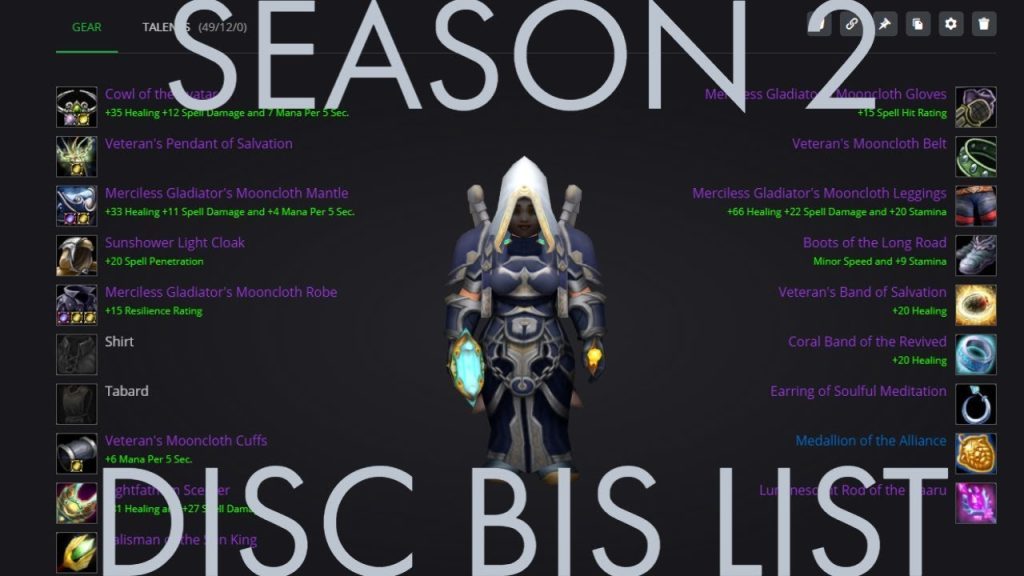 BIS LIST FOR DISC IN SEASON 2 TBC