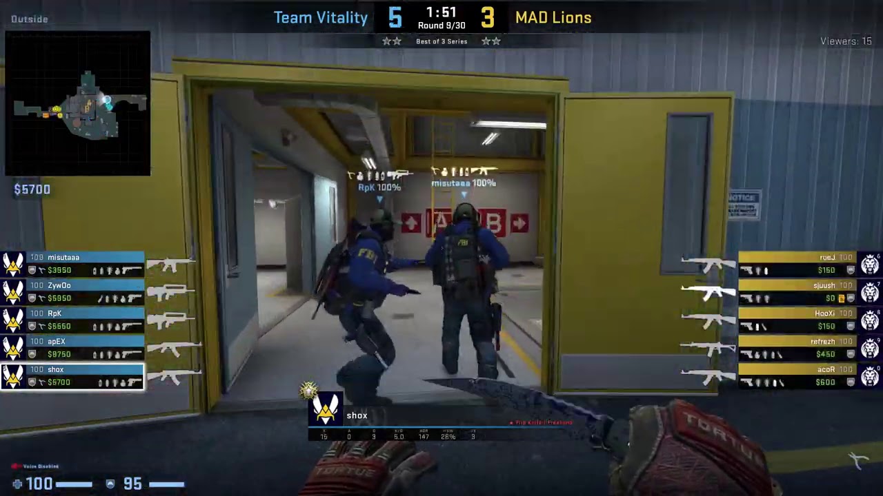 CS:GO POV Demo Vitality Shox (34/12) vs MAD Lions (de_nuke)