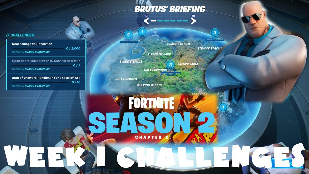 (Chapter 2) ALL Week 1 Challenges Guide - Season 2 - Fortnite Battle Royale (Brutus Briefing Pt 1)