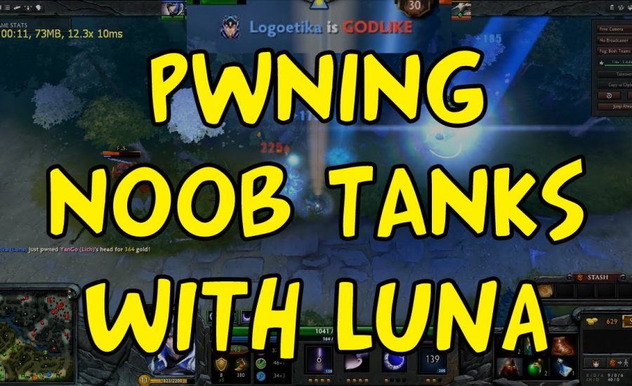 DOTA 2 Reborn -  Luna Gameplay 12/1/8 -  Noob tank rushers owned (10 early kills)