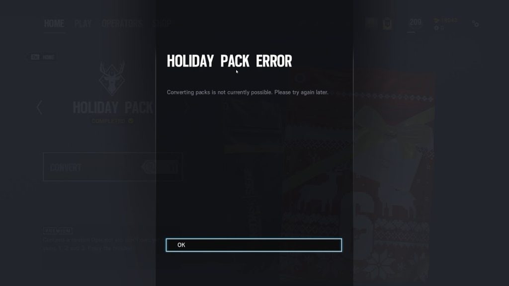 Rainbow Six  Siege HOLIDAY PACK ERROR