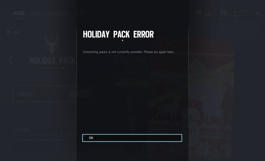 Rainbow Six  Siege HOLIDAY PACK ERROR