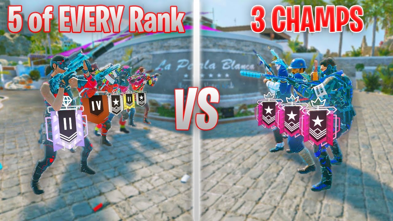3 Champions VS 5 Of Every Rank Until They Lose In Rainbow Six Siege