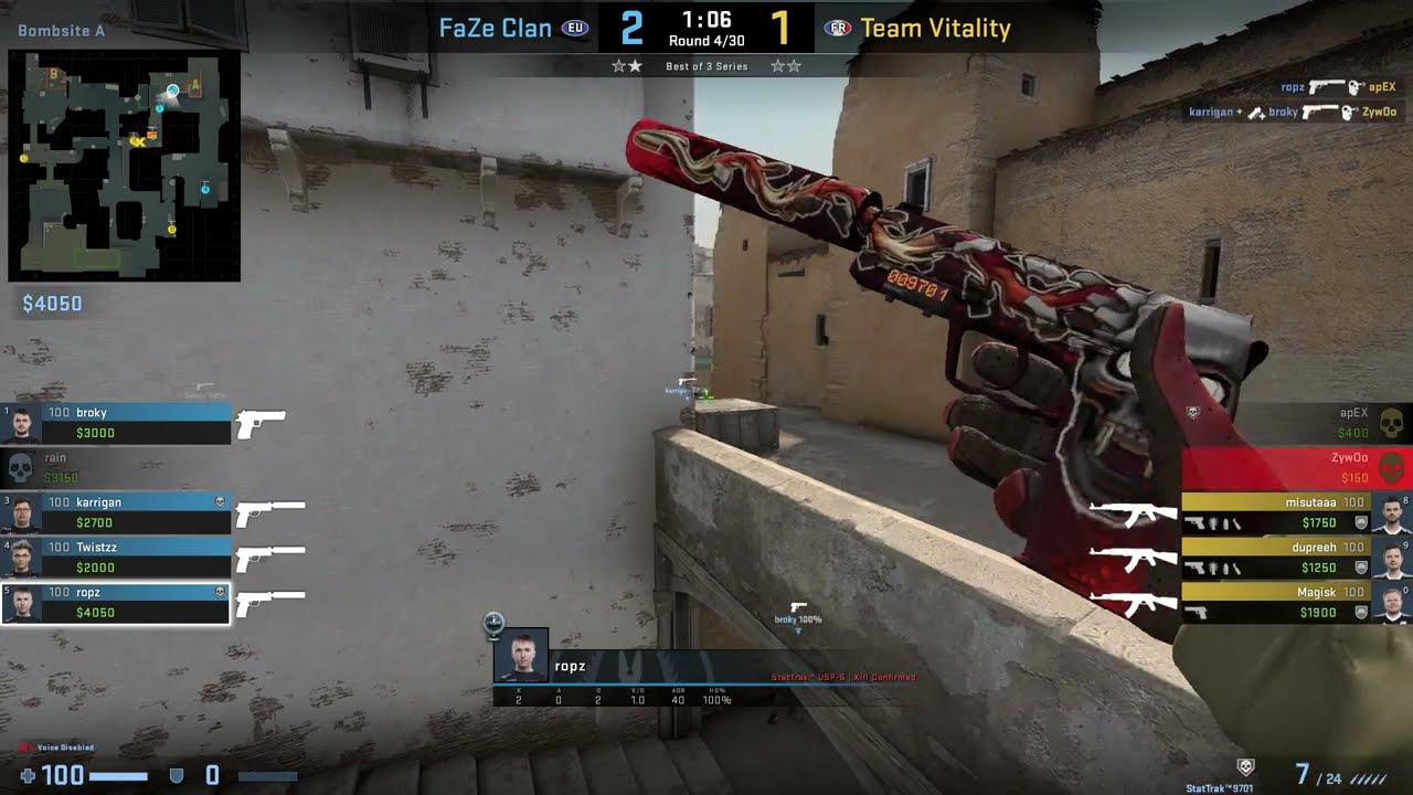 CS:GO POV Demo FaZe ropz (25/7) vs Vitality (de_dust2) @ ESL Pro League Season 15