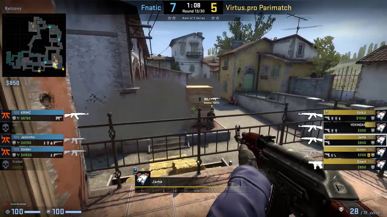 CS:GO POV Demo Virtus.pro Jame (24/16) vs Fnatic (de_inferno)