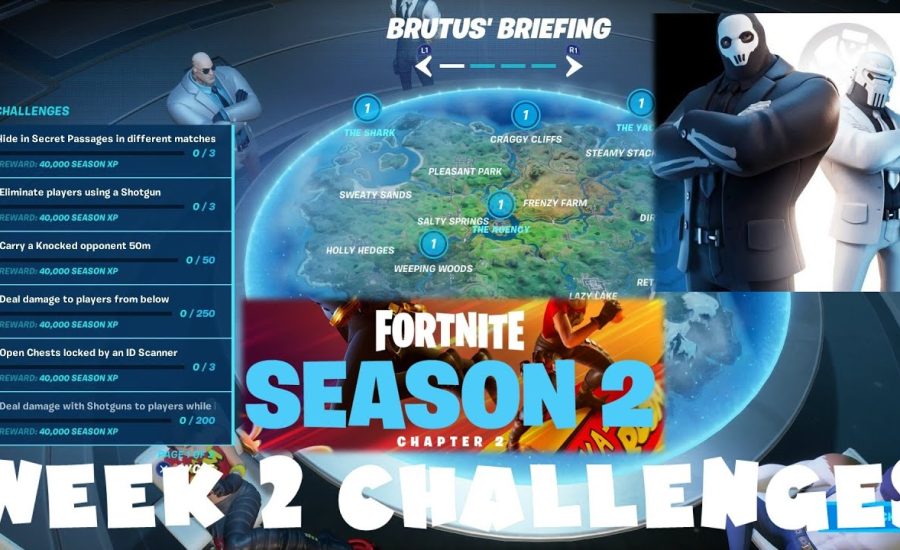 (Chapter 2) ALL Week 2 Challenges Guide - Season 2 - Fortnite Battle Royale (Brutus Briefing Pt 2)