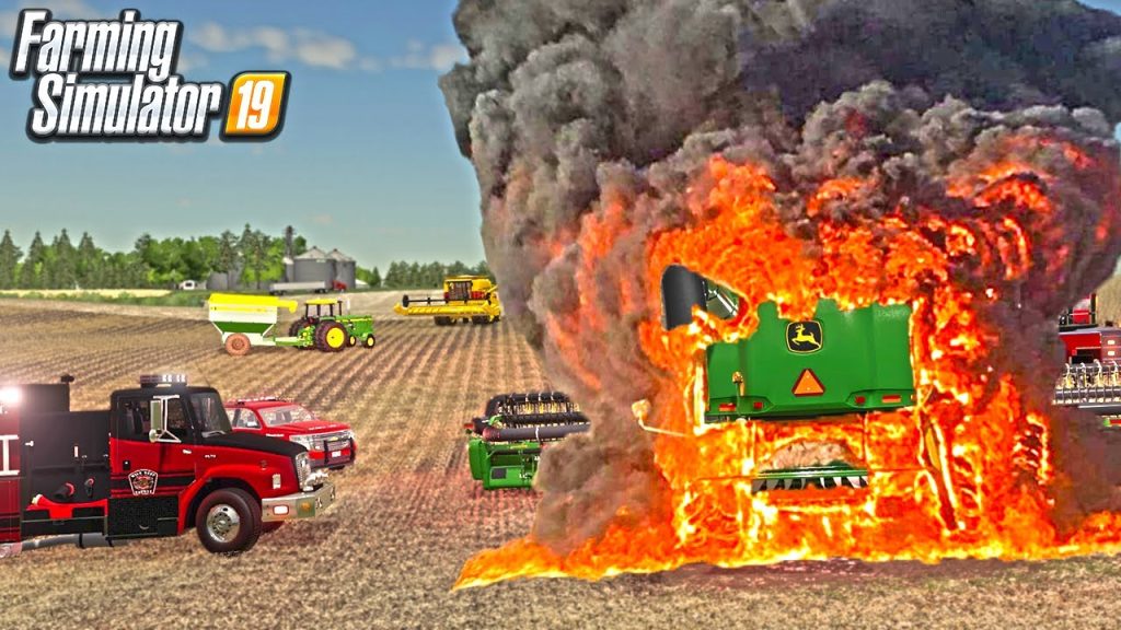 FARMER NEARLY ESCAPES COMBINE FIRE | MILLENNIAL ERROR (ROLEPLAY) FARMING SIMULATOR 19