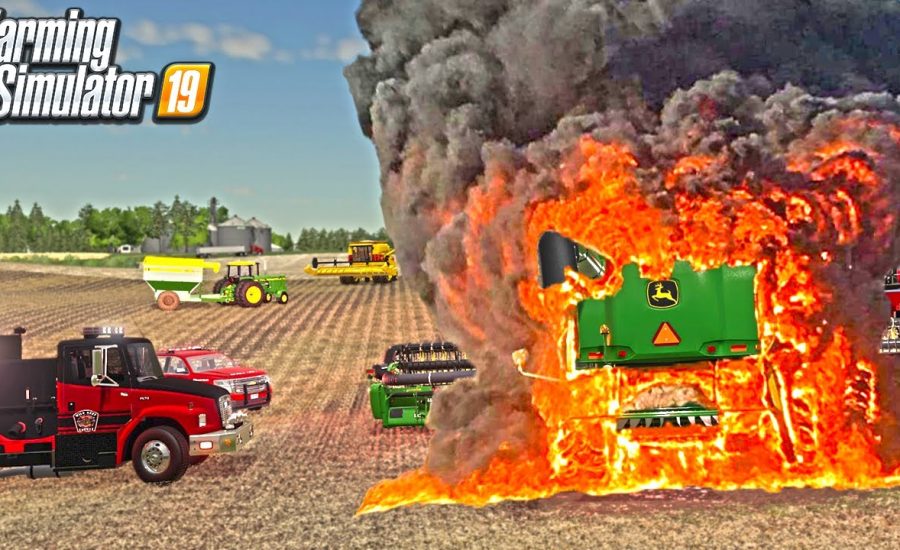 FARMER NEARLY ESCAPES COMBINE FIRE | MILLENNIAL ERROR (ROLEPLAY) FARMING SIMULATOR 19