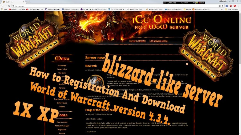 How to Registration iCe Online And Download World of Warcraft version 4.3.4 Private Server blizzard