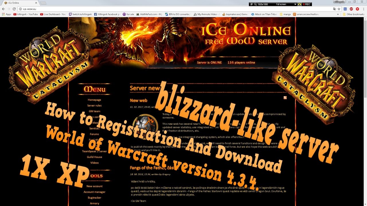 How to Registration iCe Online And Download World of Warcraft version 4.3.4 Private Server blizzard