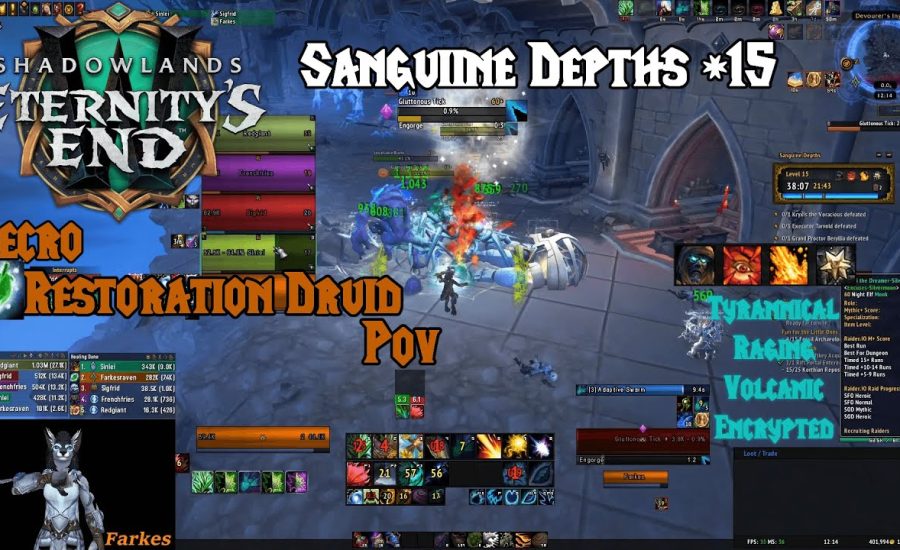 Necro Restoration Druid POV | Sanguine Depths +15 | World Of Warcraft Shadowlands 9.2