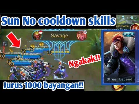 Ngakak!! Sun no Cooldown Skills | jurus 1000 bayangan |mobile legends bang bang