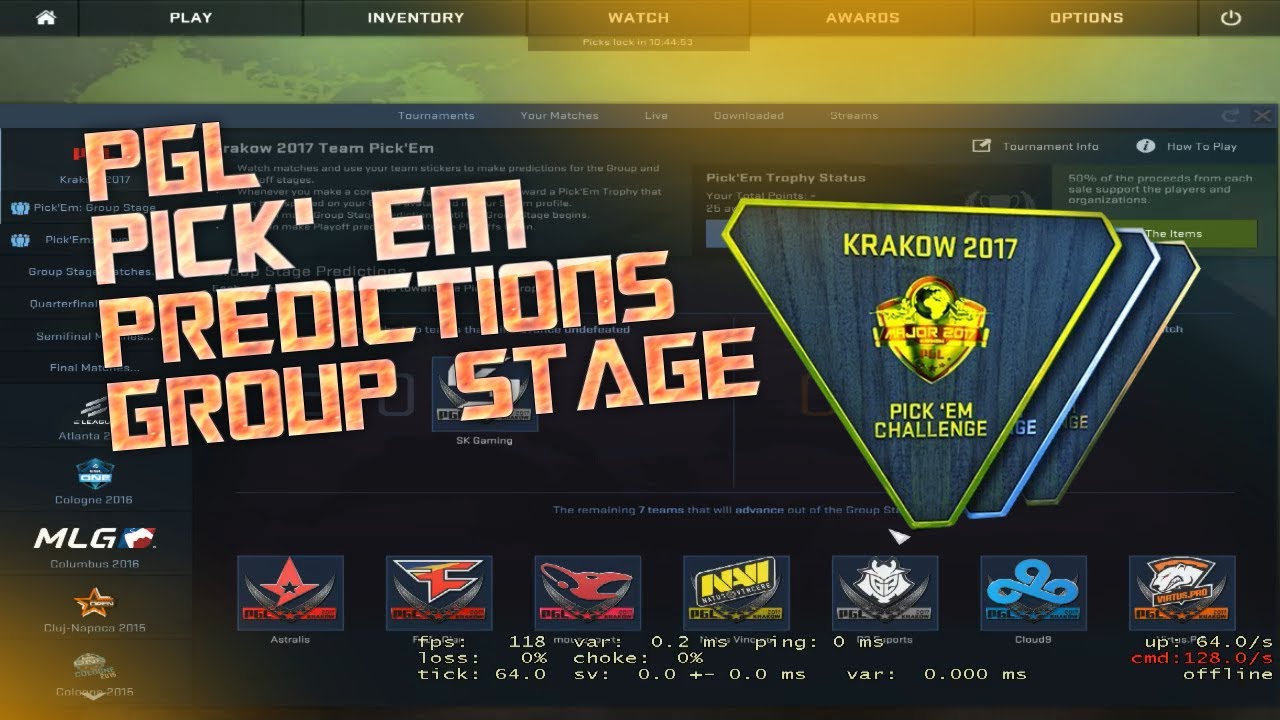 PGL Krakow Major 2017 Pick' Em Predictions Day #1 (Group Stage)