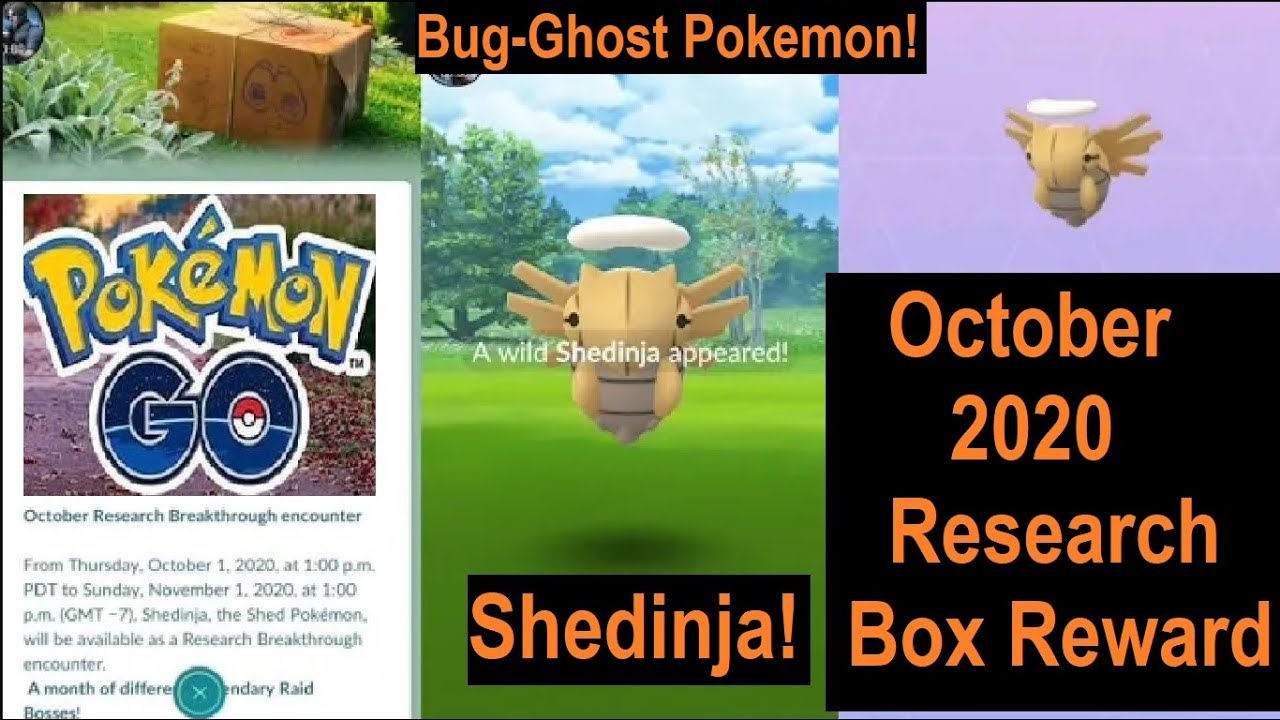 Pokemon GO October 2020 Research Breakthrough Box Reward is Shedinja Ghost Bug Pokemon