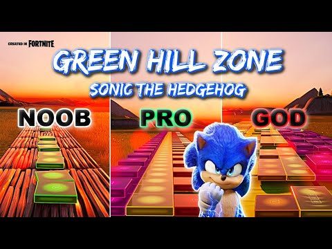 Sonic The Hedgehog - Green Hill Zone - Noob vs Pro vs God (Fortnite Music Blocks) With Map Code!