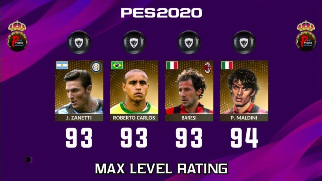 PES 2020 Mobile - All official 48 LEGENDS @Max Level Ratings | FULL HD