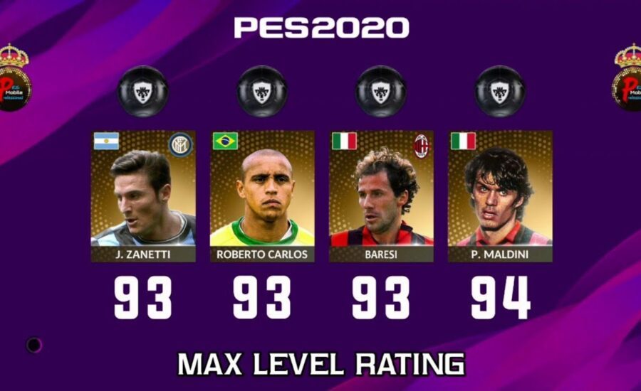 PES 2020 Mobile - All official 48 LEGENDS @Max Level Ratings | FULL HD