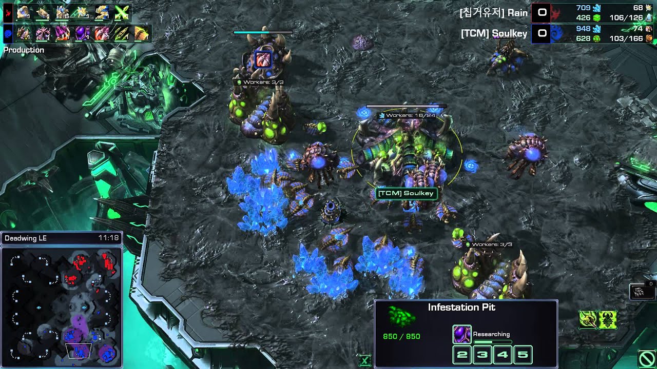 Starcraft II -- HOTS -- G2 Rain (P) v Soulkey (Z) on Deadwing LE