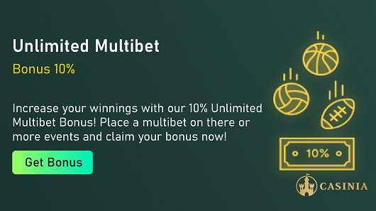 Casinia - Unlimited Multibet Bonus 10%