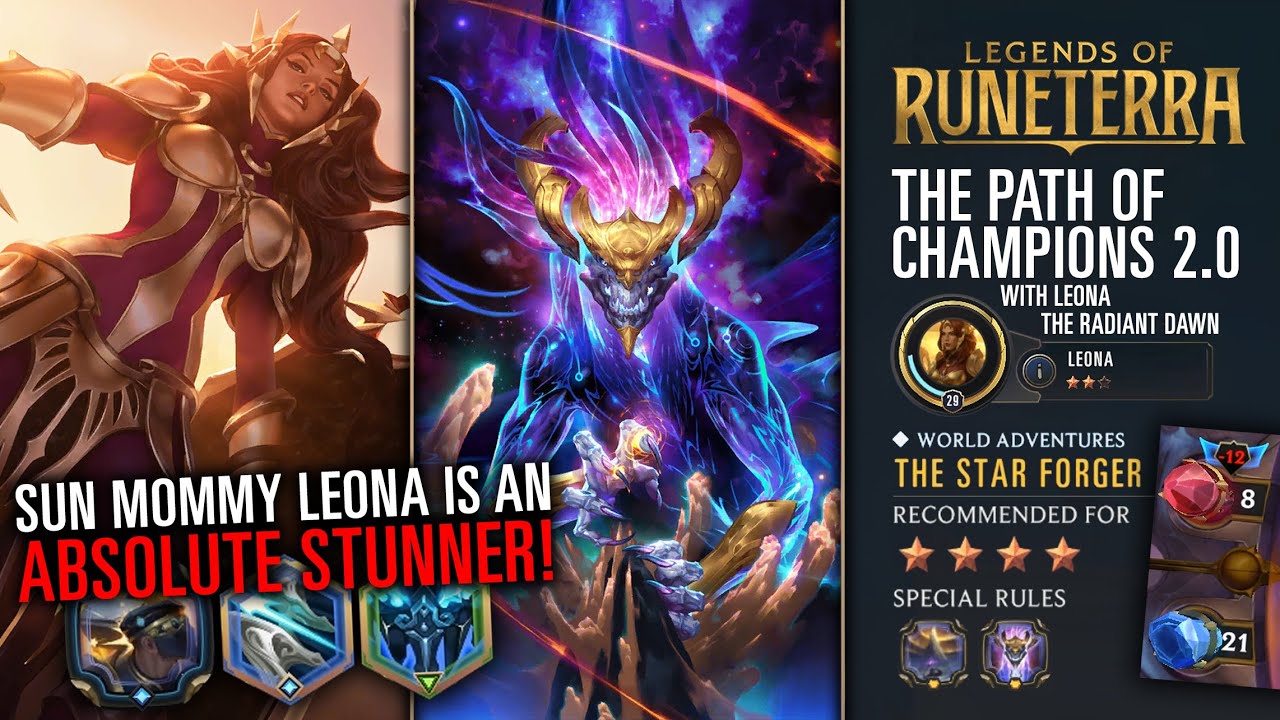 SUN MOMMY Leona is a STUNNER! | 4 Star Targon Campaign vs Aurelion Sol | Path of Champions 2.0