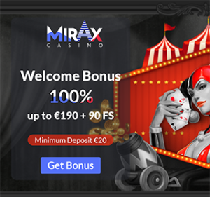 Mirax Casino Welcome Bonus of €190 - Small