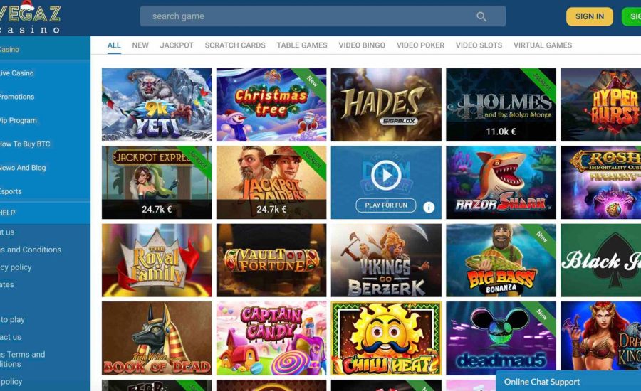 Vegaz Casino Review - Gaming Excellence