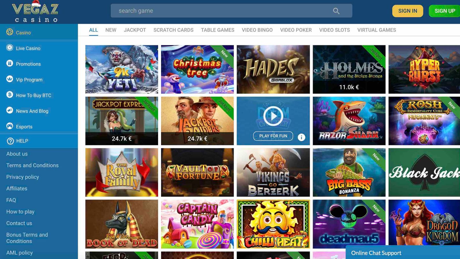 Vegaz Casino Review - Gaming Excellence