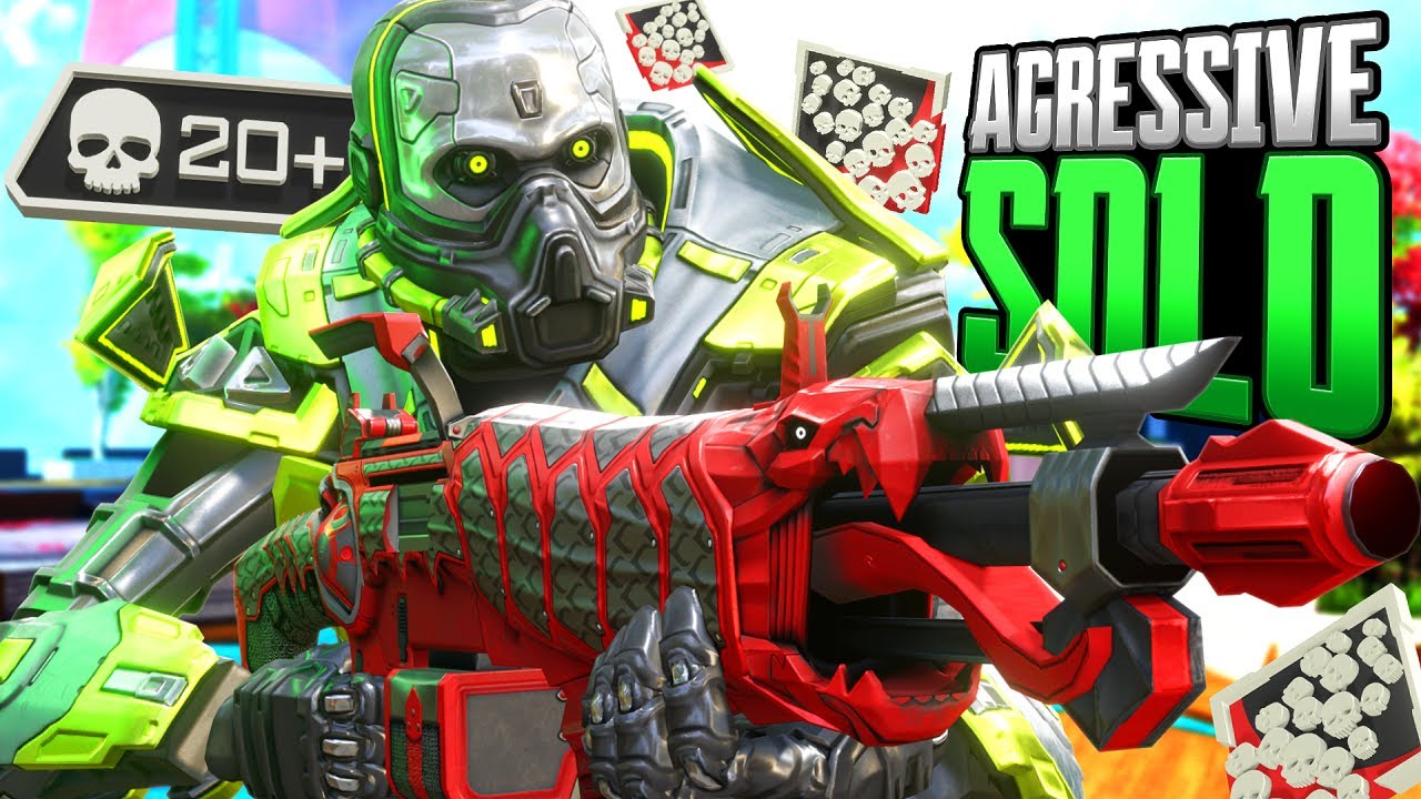 AGRESSIVE Caustic SOLO 22 KILLS and 5,400 Damage Apex Legends Gameplay Season 17