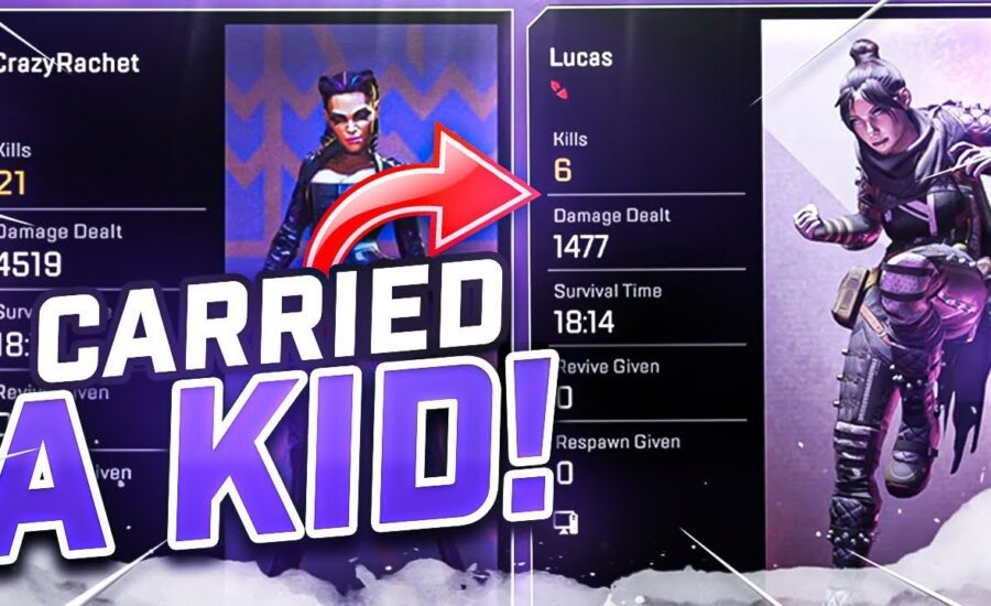 This KID WAS NEW TO APEX LEGENDS.. So i Carried him to Victory!
