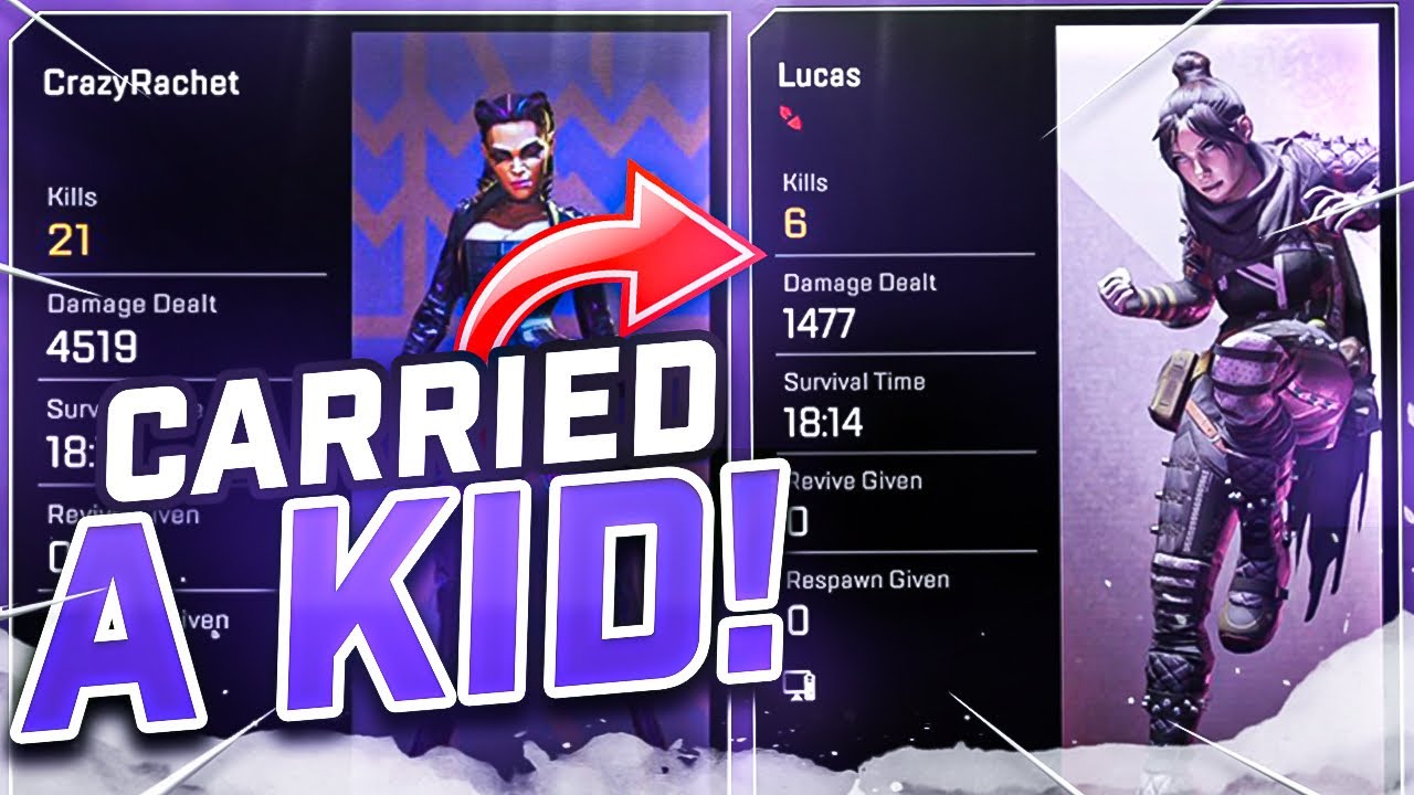 This KID WAS NEW TO APEX LEGENDS.. So i Carried him to Victory!
